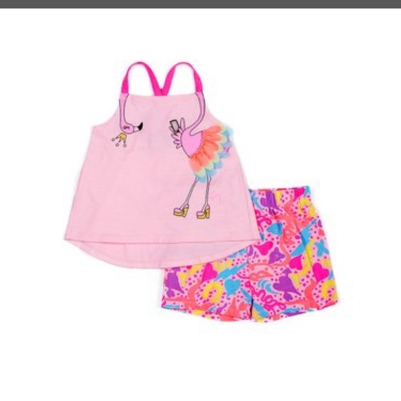 Betsey Johnson Other - Betsey Johnson flamingo top abs shorts set